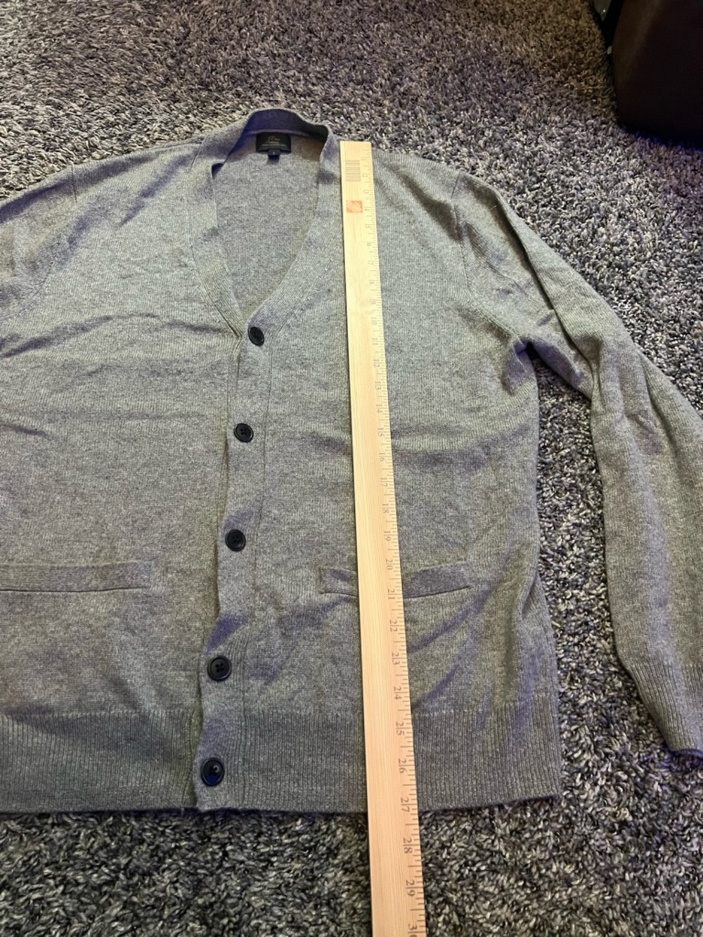J. Crew Men's Heather Gray Button Cardigan 100% Italian Cashmere Yarn - Picture 4 of 6